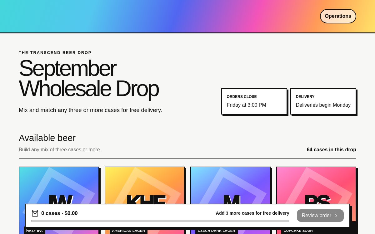 Detail of the Transcend Wholesale Ordering interface