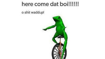 Classic Dat Boi frog riding a unicycle image