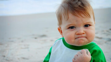 Original Success Kid fist-on-the-beach photograph